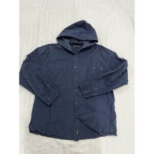 Molokai Surf Blue Hooded Long Sleeve Button Down Shirt Size XL Warm